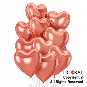 SET DE GLOBOS METALIZADOS CORAZON ROSA GOLD x 10 UNIDADES